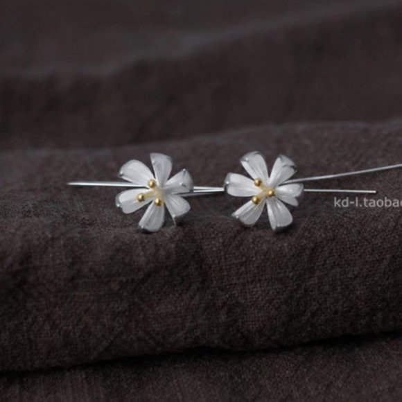 Beautiful Lotus Flower Long Dangle Earrings - Picture 8 of 15